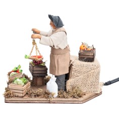 Fruttivendolo con bilancia in movimento 12 cm per presepe Mondo 2