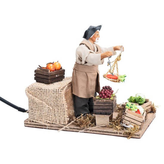 Frutero con balanza en movimiento 12 cm para belén Mundo