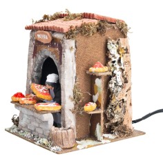 Pizzaiolo 10 cm in movimento con luce funzionante per presepe 2