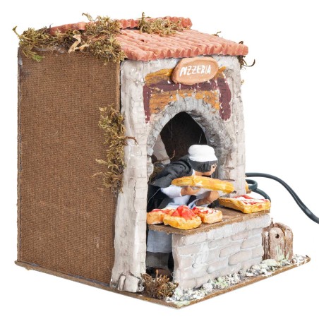 Pizza maker 10 cm moving with working light for nativity scene