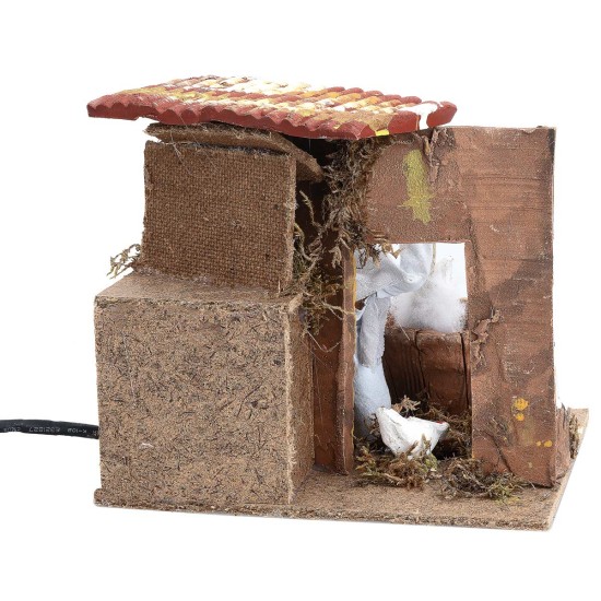 Mujer con gallinas 10 cm en movimiento cm 17x14x14,5 h