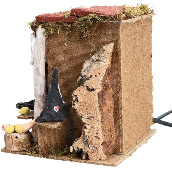 Pescivendolo 9 cm in movimento con luce funzionante per presepe