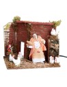 Contadina con galline 10 cm in movimento cm 17x14x14 h per