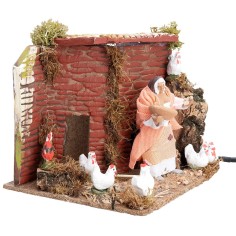 Campesina con gallinas 10 cm en movimiento cm 17x14x14 h 2