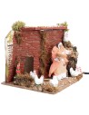 Campesina con gallinas 10 cm en movimiento cm 17x14x14 h