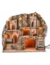 Presepe illuminato con fontana, fuoco e mulino a vento cm