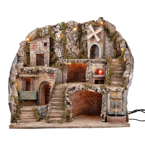 copy of Illuminated Nativity Scene with Waterfall cm 60x37x47 h for