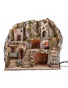 Presepe illuminato con fontana, fuoco e mulino a vento cm