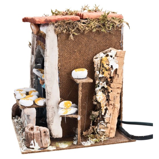 Panettiere 10 cm in movimento con luce funzionante per presepe