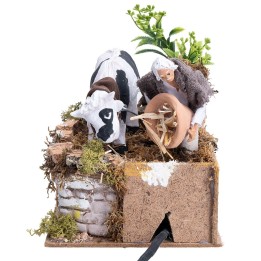 Campesino y bue en terracota serie 10 cm