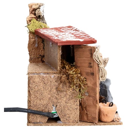 Contadino con asino 10 cm in movimento per presepe Mondo Presepi