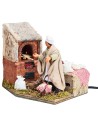 Fornaio con fuoco 12 cm in movimento e fuoco per presepe Mondo