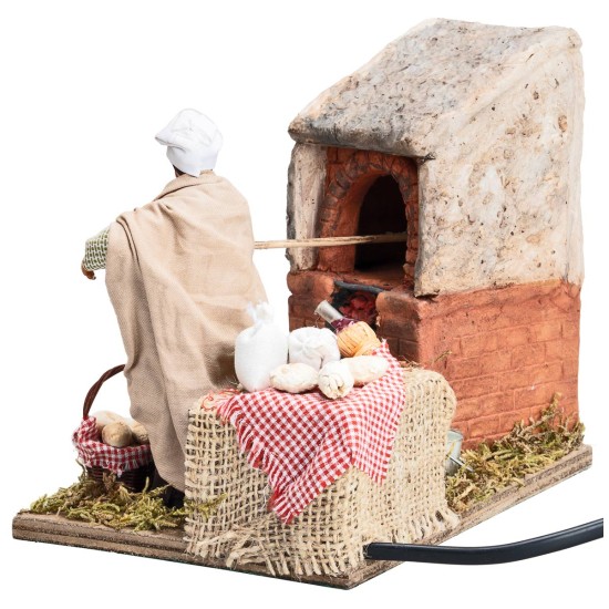 Baker with fire 12 cm in motion and fire for Mondo nativity scene