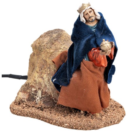 Set of three moving Wise Men 13 cm for nativity scene Mondo Presepi