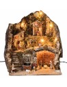 Pesebre completo de estatuas Landi, luces y fuente de 40x30x40