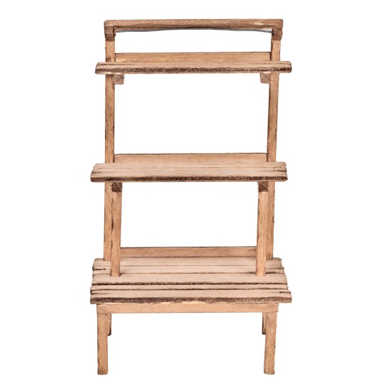 Banco expositor de madera con varios estantes de 10x7x18,3 cm h