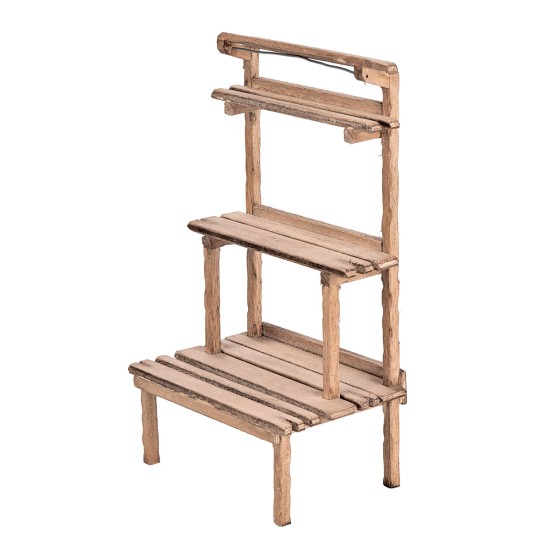 Wooden display bench with multiple shelves cm 10x7x18.3 h