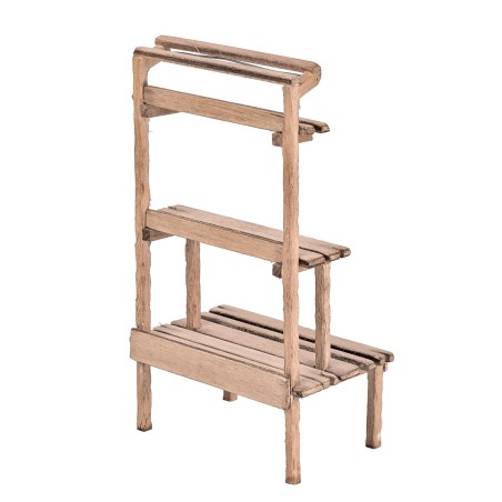 Wooden display bench with multiple shelves cm 10x7x18.3 h