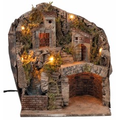 Illuminated nativity scene with waterfall cm 33x27x40 h 2