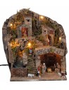 Presepe con statue Landi, luci e cascata cm 33x27x40 h