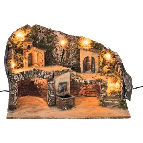 Belén iluminado con fuente cm 50x26x33 h para belén Mondo
