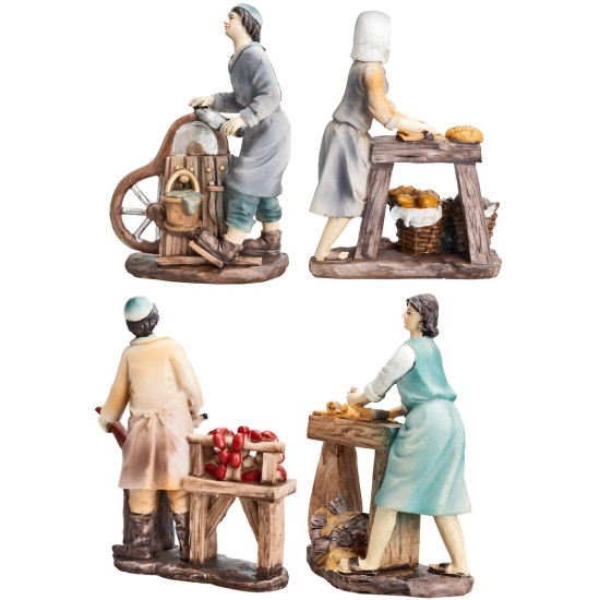 Set of 4 profession figurines 15 cm in resin for Mondo nativity scene