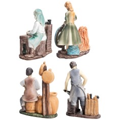 Set 4 statuine mestieri 15 cm in resina per presepe Mondo 2