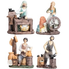 Conjunto de 4 figuritas de oficios de 15 cm en resina