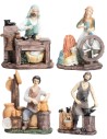 Conjunto de 4 figuritas de oficios de 15 cm en resina