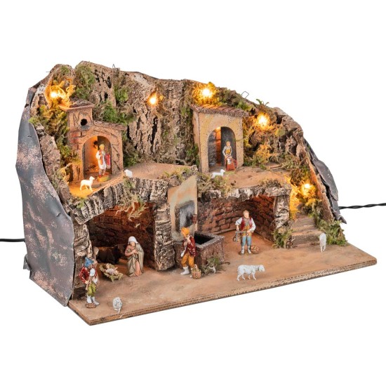Nativity scene with Landi statues and fountain cm 50x26x33 h