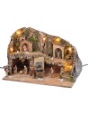 Pesebre con estatuas Landi con fuente de 50x26x33 cm h