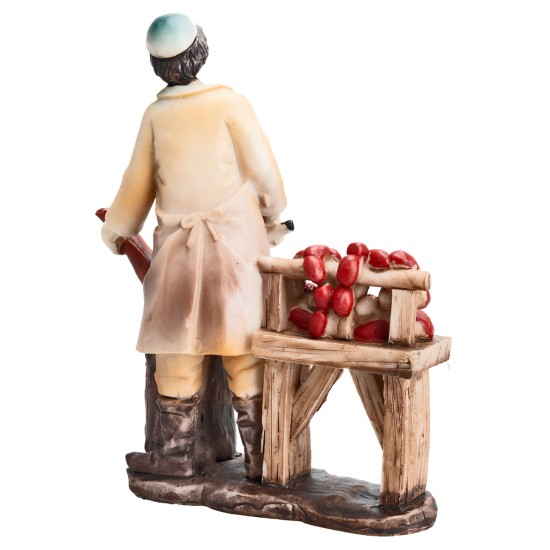 Carnicero con jamón 20 cm en resina para belén Mondo