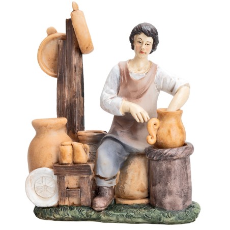 Donna con vasi 20 cm in resina per presepe Mondo Presepi