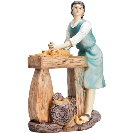 Carpenter with 20 cm resin bench for nativity scene Mondo Presepi