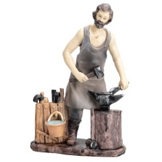 Fabbro con incudine 20 cm in resina per presepe Mondo Presepi 2