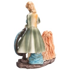 Donna che cuce con gatto 20 cm in resina per presepe Mondo 2