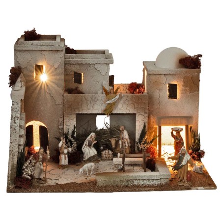 Pesebre árabe iluminado con estatuas Landi cm 50x40x33 h