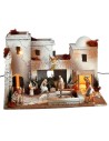 Illuminated Arab nativity scene with Landi statues cm 50x40x33 h