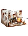 Illuminated Arab nativity scene with Landi statues cm 50x40x33 h for