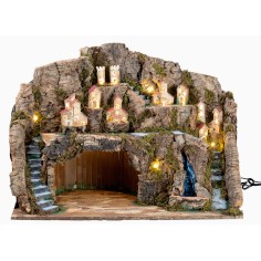 Illuminated Nativity Scene with Working Waterfall cm 60x34x45 h for