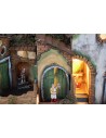 Pesebre napolitano estilo 700 con estatuas Landi, luces y fuego