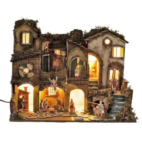 copy of Presepe napoletano stile 700 illuminato con fuoco cm