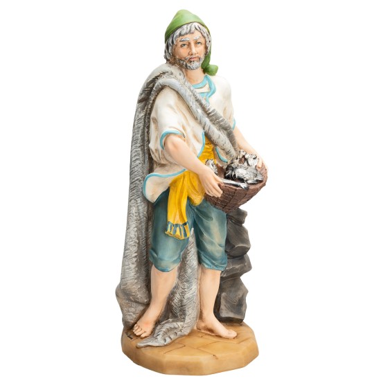 Shepherd with fish Euromarchi 45 cm for nativity scene Mondo Presepi