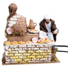 Pizzaiolo 16 cm in movimento con luce funzionante per presepe