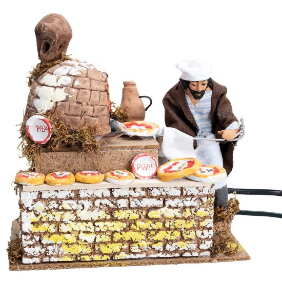 16 cm Pizza Maker in motion with working light for nativity scene