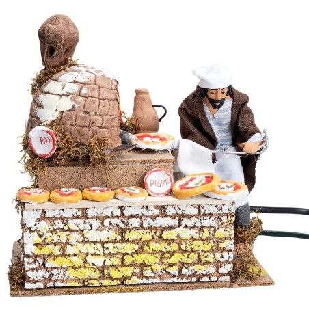 16 cm Pizza Maker in motion with working light for nativity scene