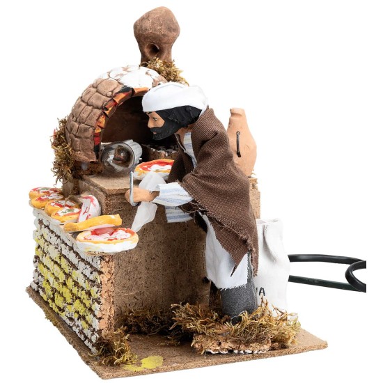 16 cm Pizza Maker in motion with working light for nativity scene