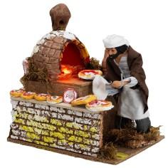 Pizzaiolo 16 cm in movimento con luce funzionante per presepe 2