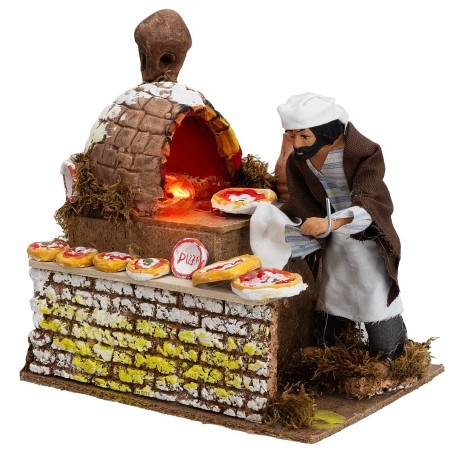 16 cm Pizza Maker in motion with working light for nativity scene