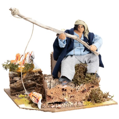 Pescador serie 12-13 cm en movimiento para belén Mondo Presepi